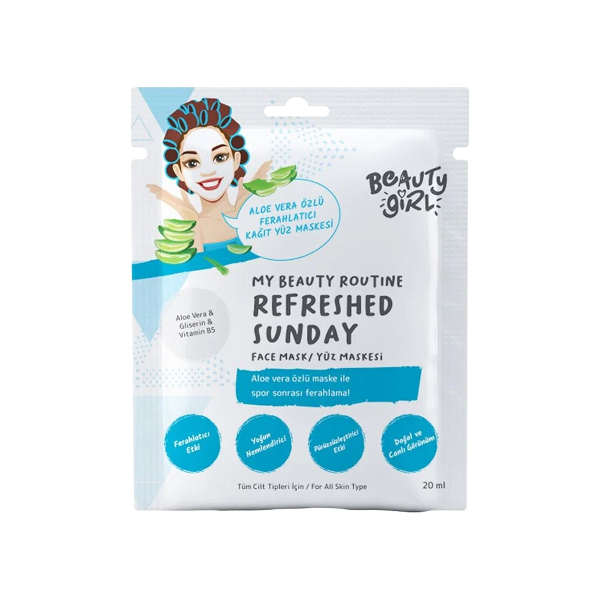 aloe vera ile maske Kağıt Yüz Maskesi Aloe Vera 20 ml