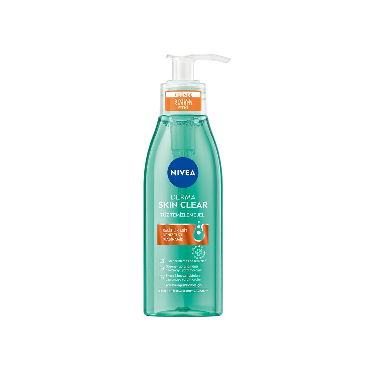 Derma Skin Clear Sivilce Karşıtı Yüz Temizleme Jeli 150ml, Niasinamid,
Salisilik Asit