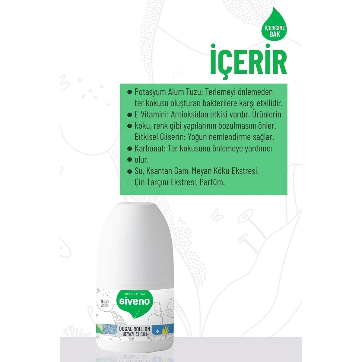 Doğal Roll On Unisex Beyazlatıcı 50 ml