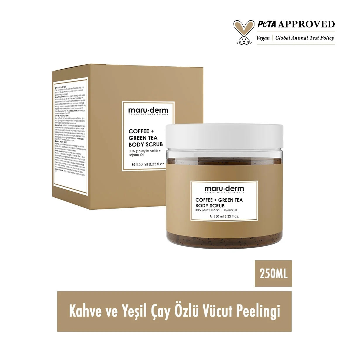 Kahve ve Yeşilçay Özlü Vücut Peelingi 250 ml