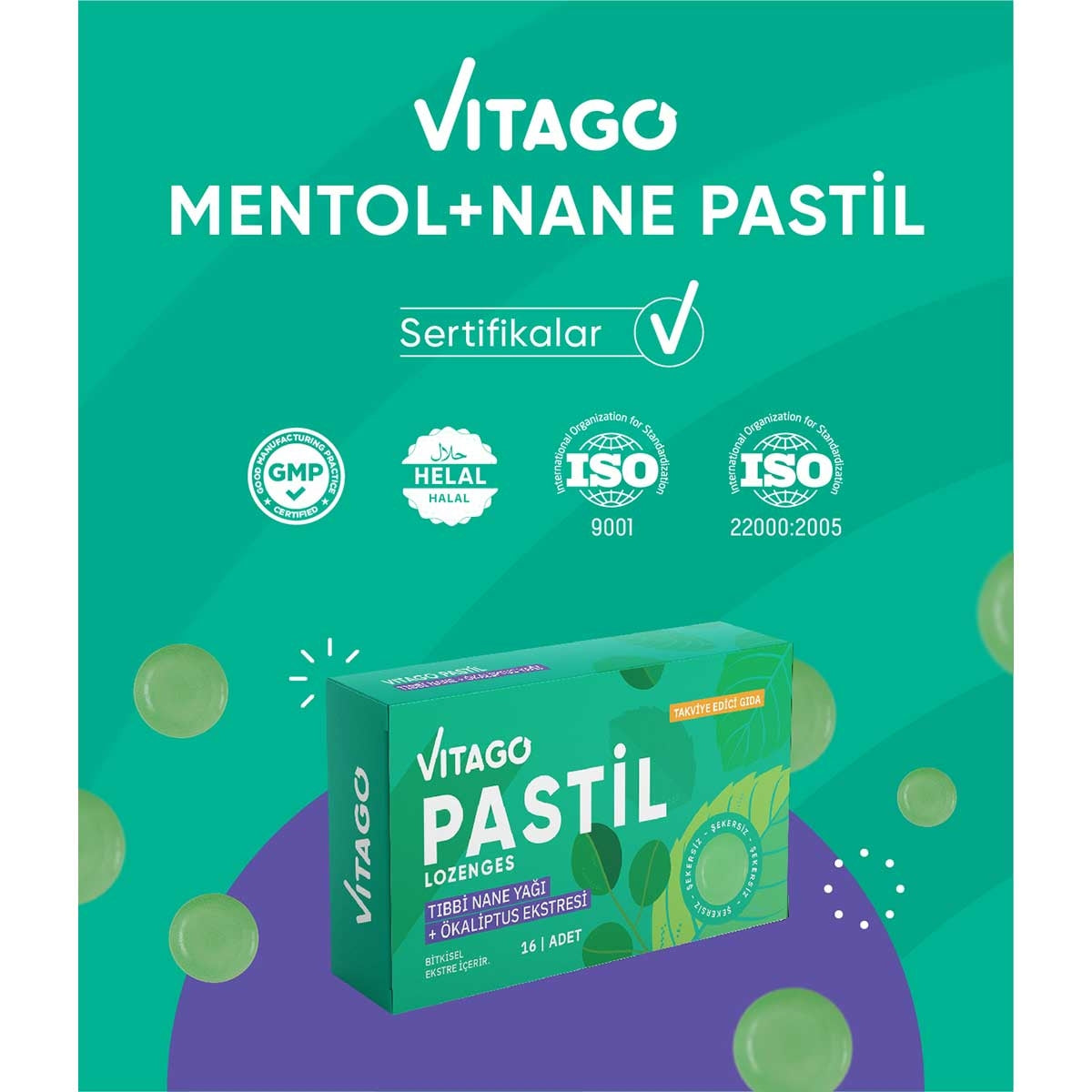 Pastil Tıbbi Nane Yağı + Ökaliptus Ekstresi 16'lı Tablet