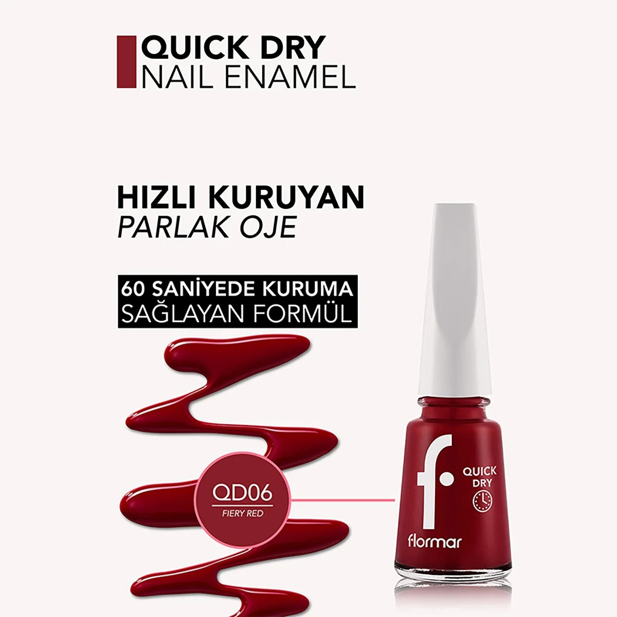 Oje Ouick Dry One-06 Fiery Red New