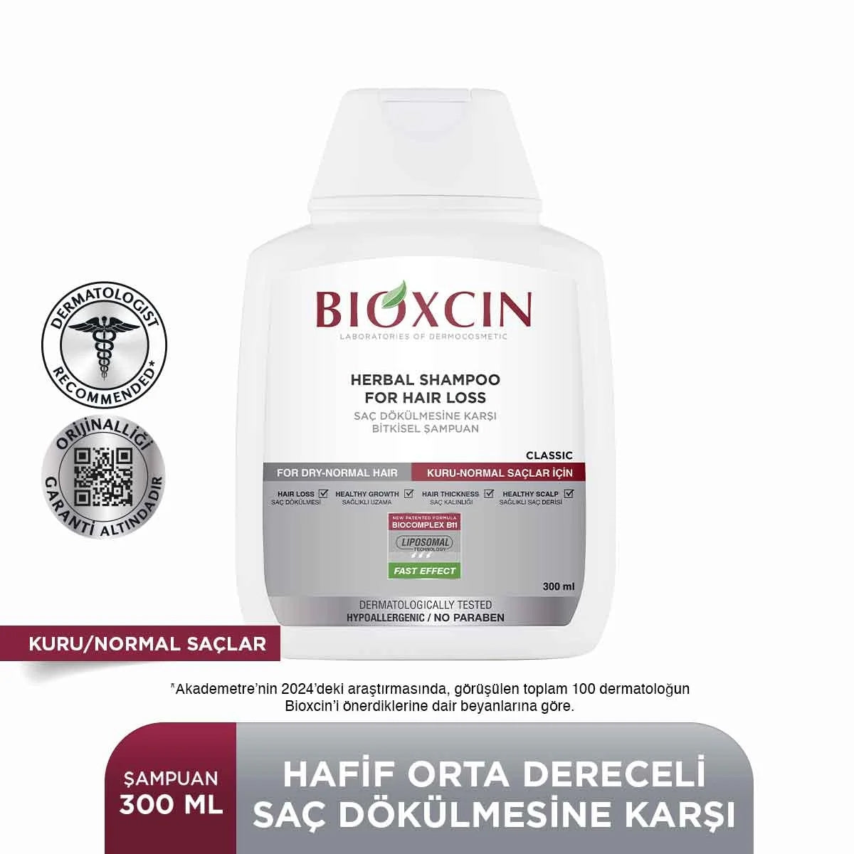 Saç Dökülmesine Karşı Kuru ve Normal Saçlar İçin Şampuan 300 Ml