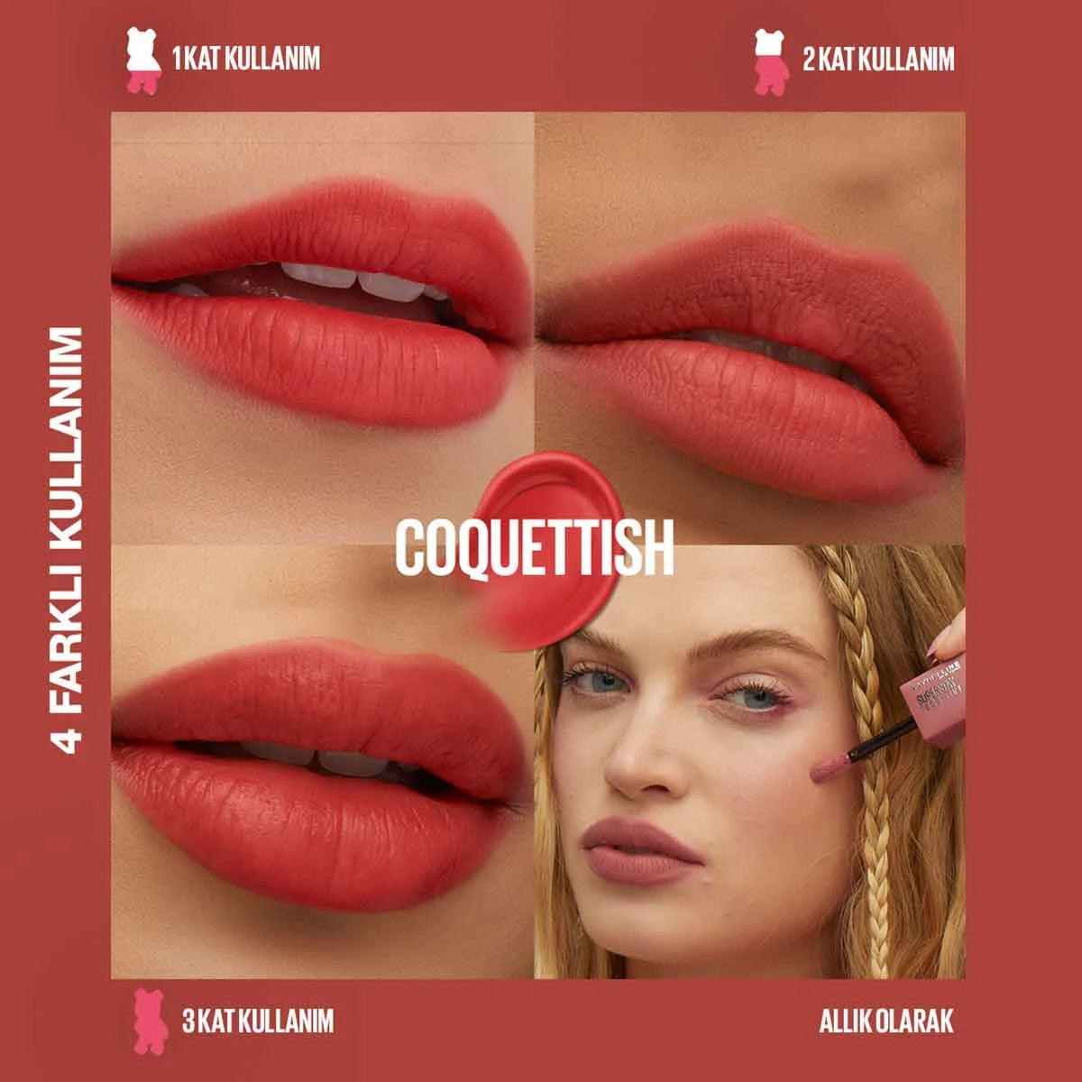 Maybelline Super Stay Teddy Tint Uzun Süre Kalıcı Likit Mat Tint 30-
Coquettish