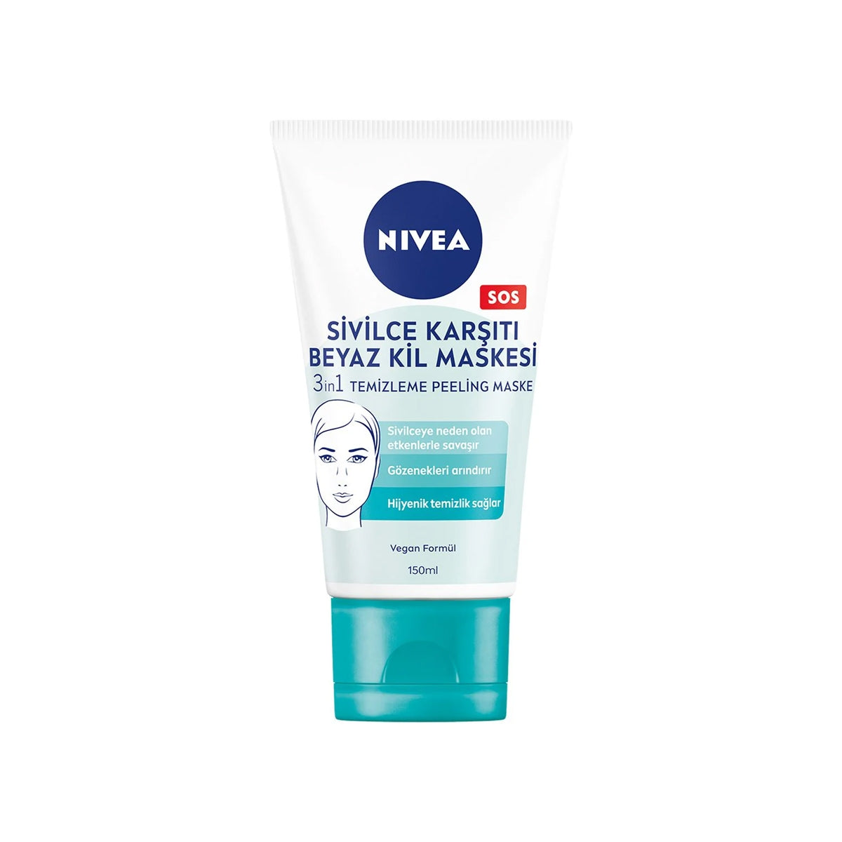 Sivilce Karşıtı 3'ü 1 Arada Beyaz Kil Maskesi 150 ml




