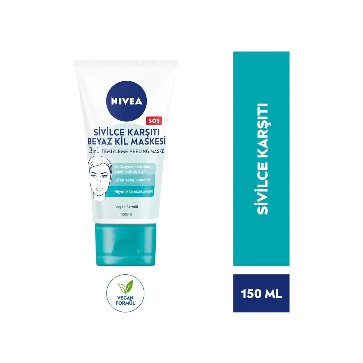 Sivilce Karşıtı 3'ü 1 Arada Beyaz Kil Maskesi 150 ml




