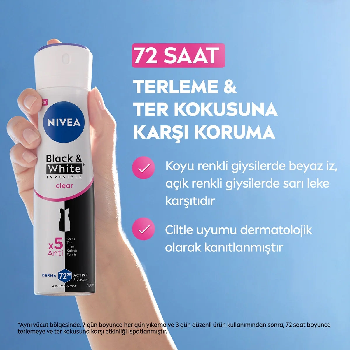 Black and White Invisible Clear Kadın Deodorant Sprey 150 ml