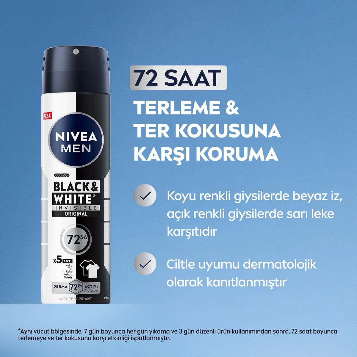 Black and White Invisible Original Erkek Deodorant Sprey 150 ml