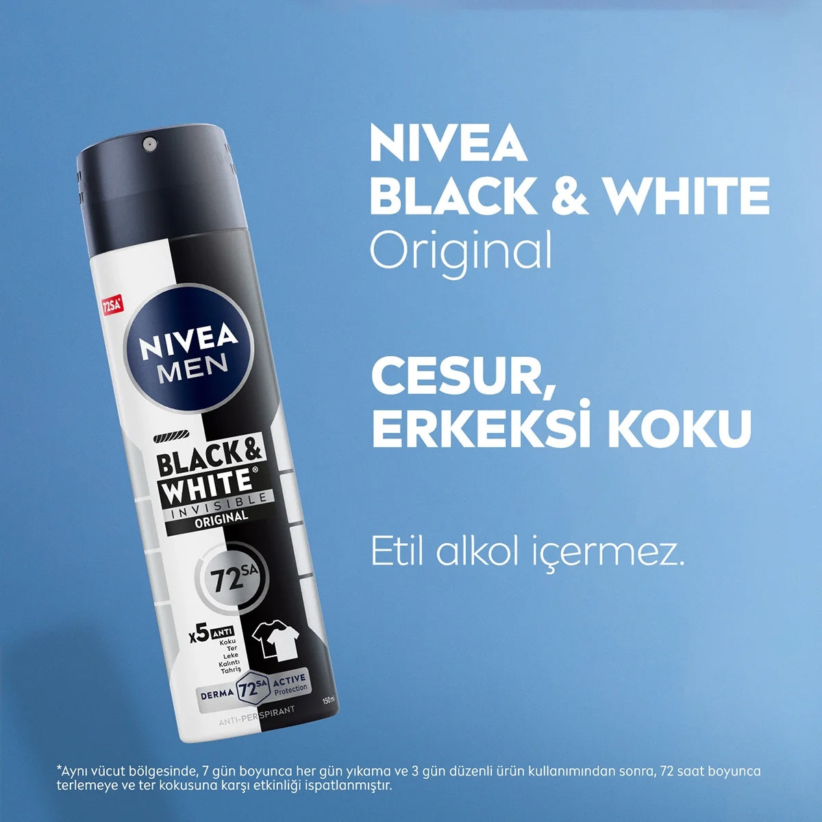 Black and White Invisible Original Erkek Deodorant Sprey 150 ml