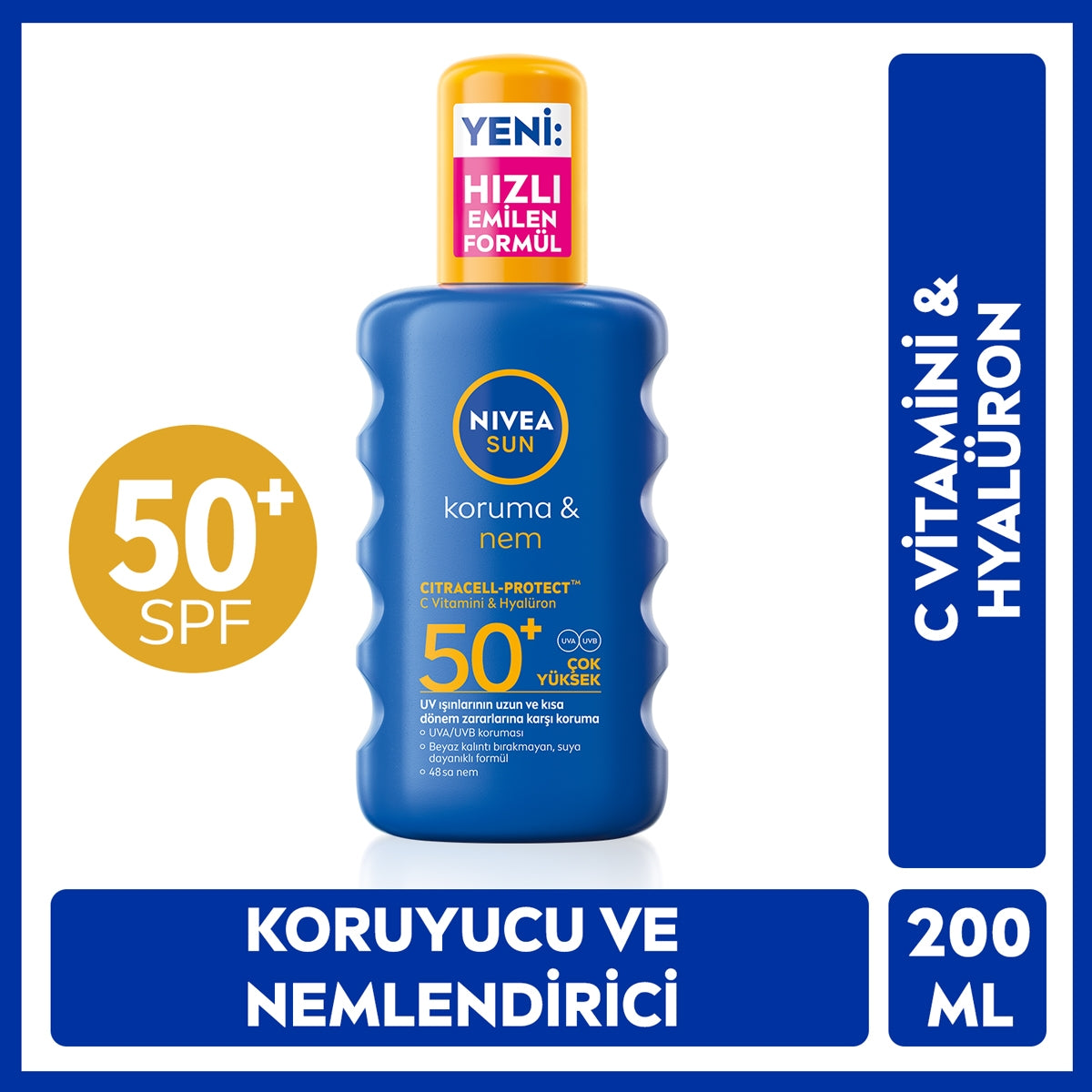 Koruma Nemlendirme SPF50+ Güneş Spreyi 200 ml