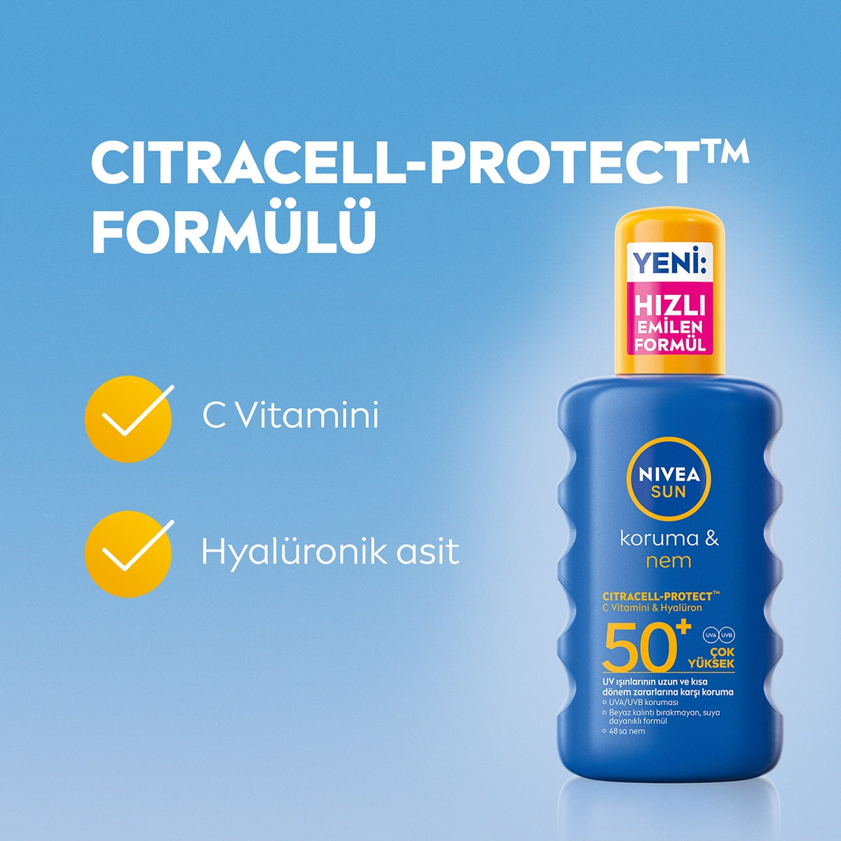 Koruma Nemlendirme SPF50+ Güneş Spreyi 200 ml