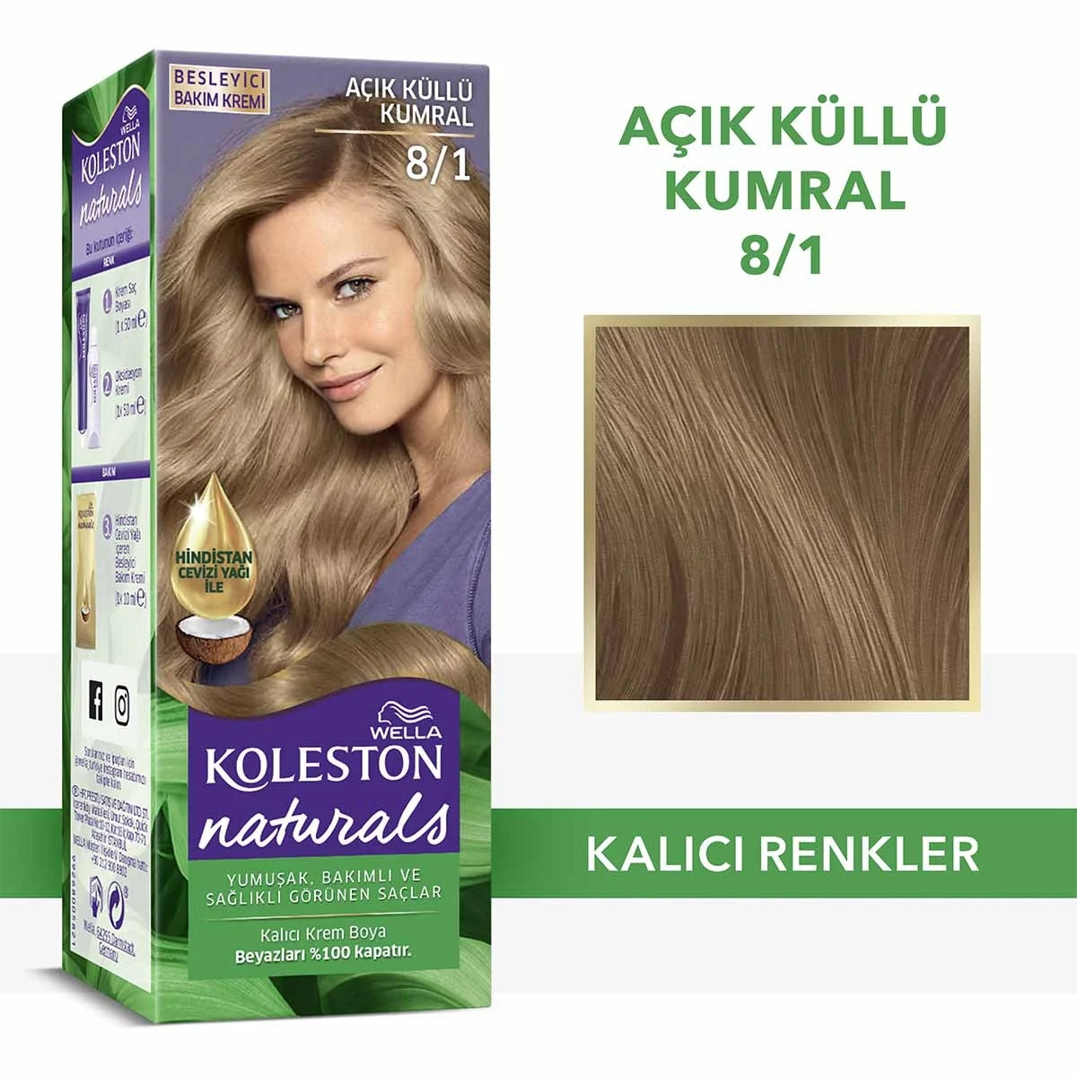 Naturals Saç Boyası Açık Küllü Kumral 8-1




