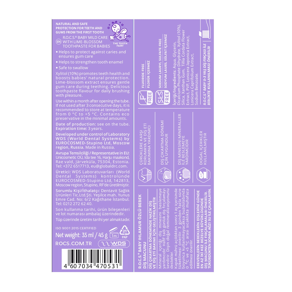 Floridsiz 0-3 Yaş Bebek  Diş Macunu 35 ml
