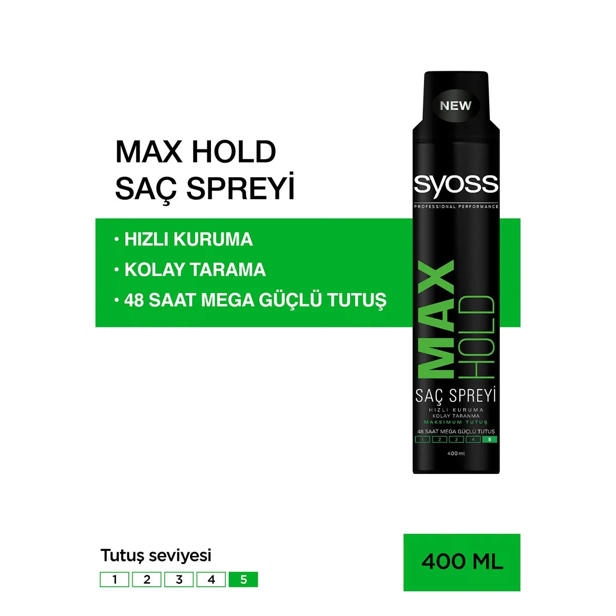 Mega Güçlü Tutuş Saç Spreyi No:5 400 Ml




