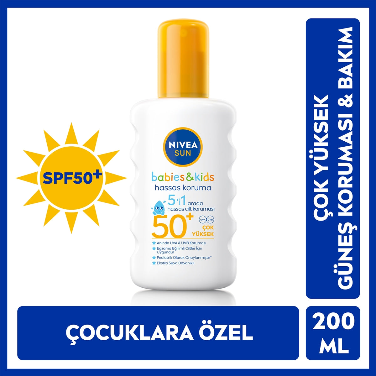Çocuk Güneş Spreyi Hassas Spf50 200 ml