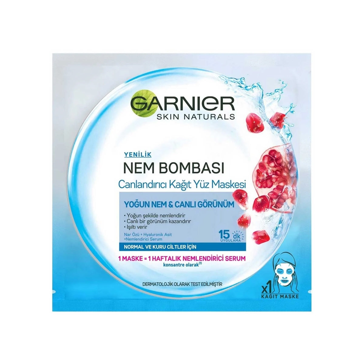 GARNIER SKIN NATURALS Nem Bombası Canlandırıcı Kağıt Yüz Maskesi - STD / STD