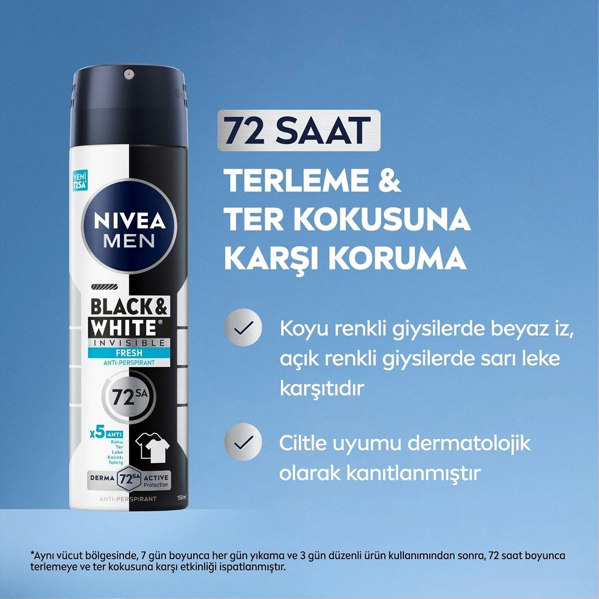 Invisible Black and White Fresh Erkek Deodorant Sprey 150 ml



