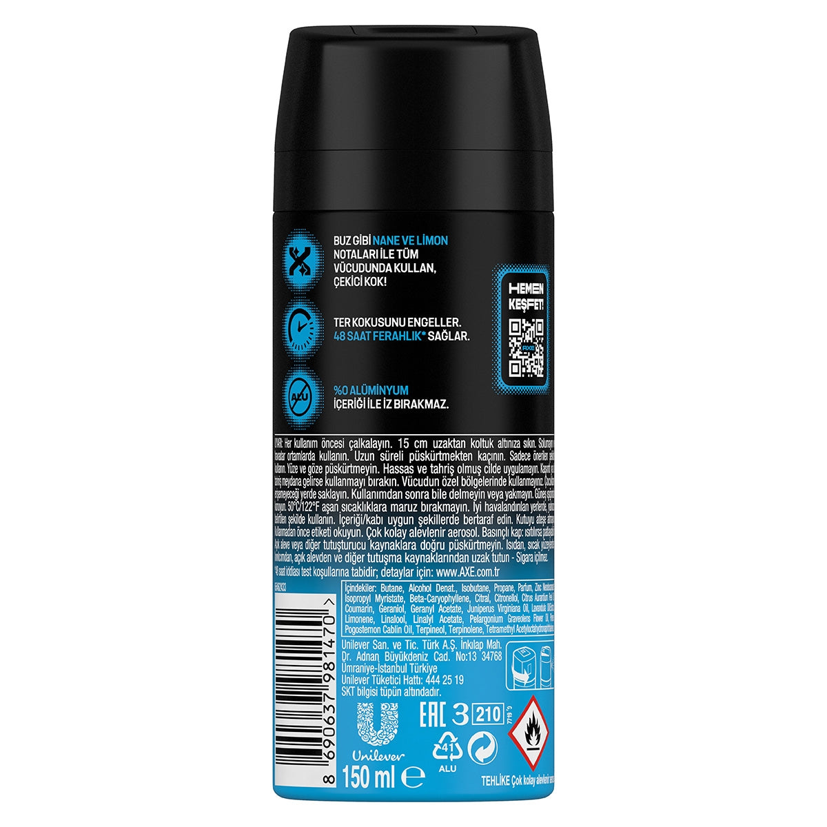 AXE Erkek Deo Sprey Ice Chill 150 ML