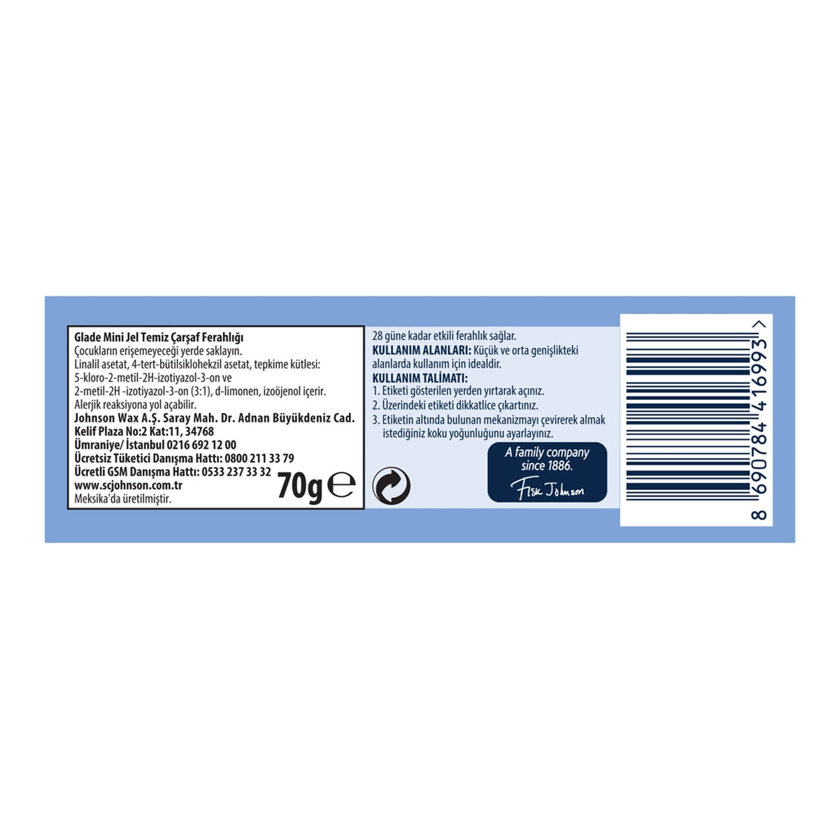 Temiz Çarşaf Ferahlığı Mini Jel 70gr