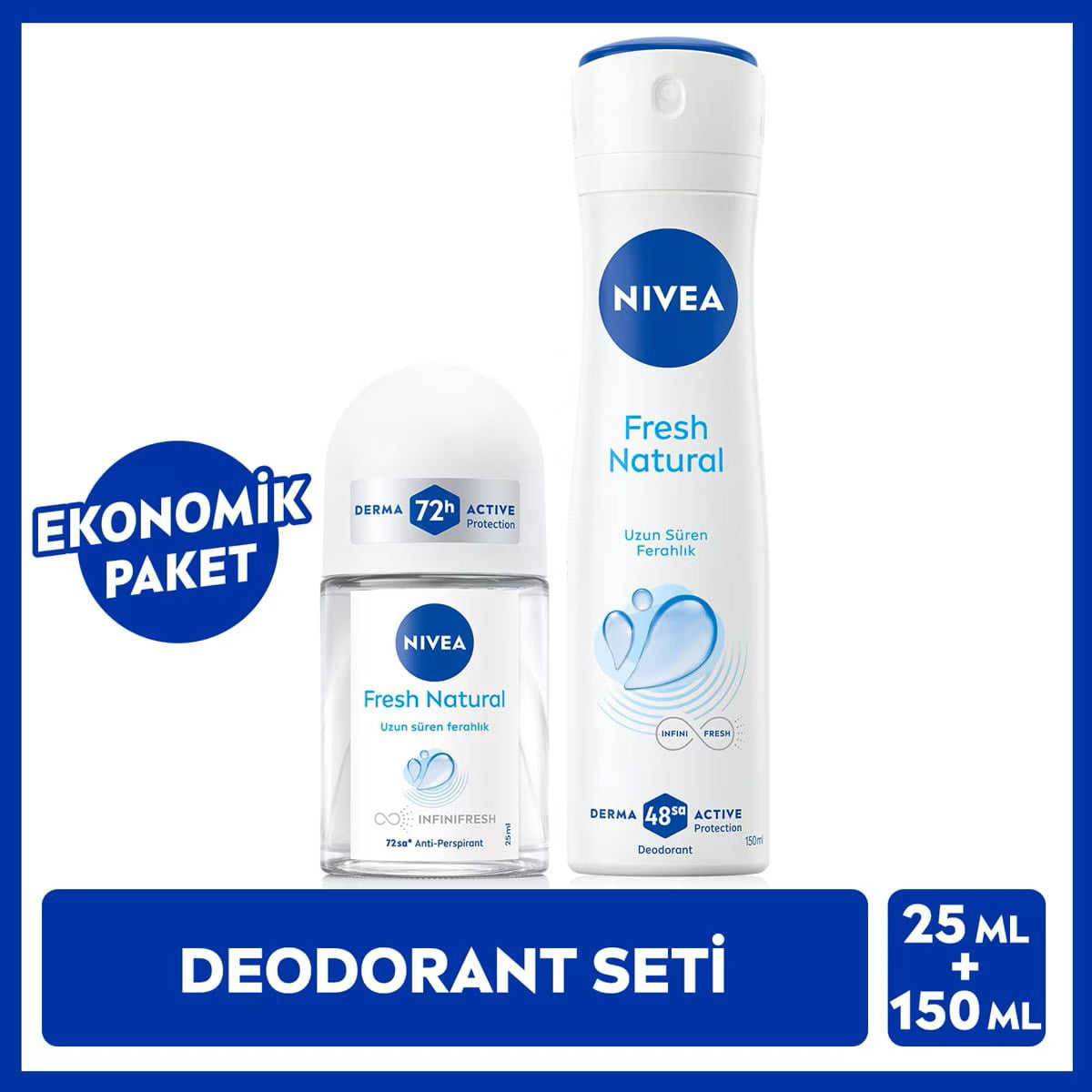 Deo Fresh Kadın Sprey 150 ML + Deo Fresh Kadın Mini Roll-on 25ML