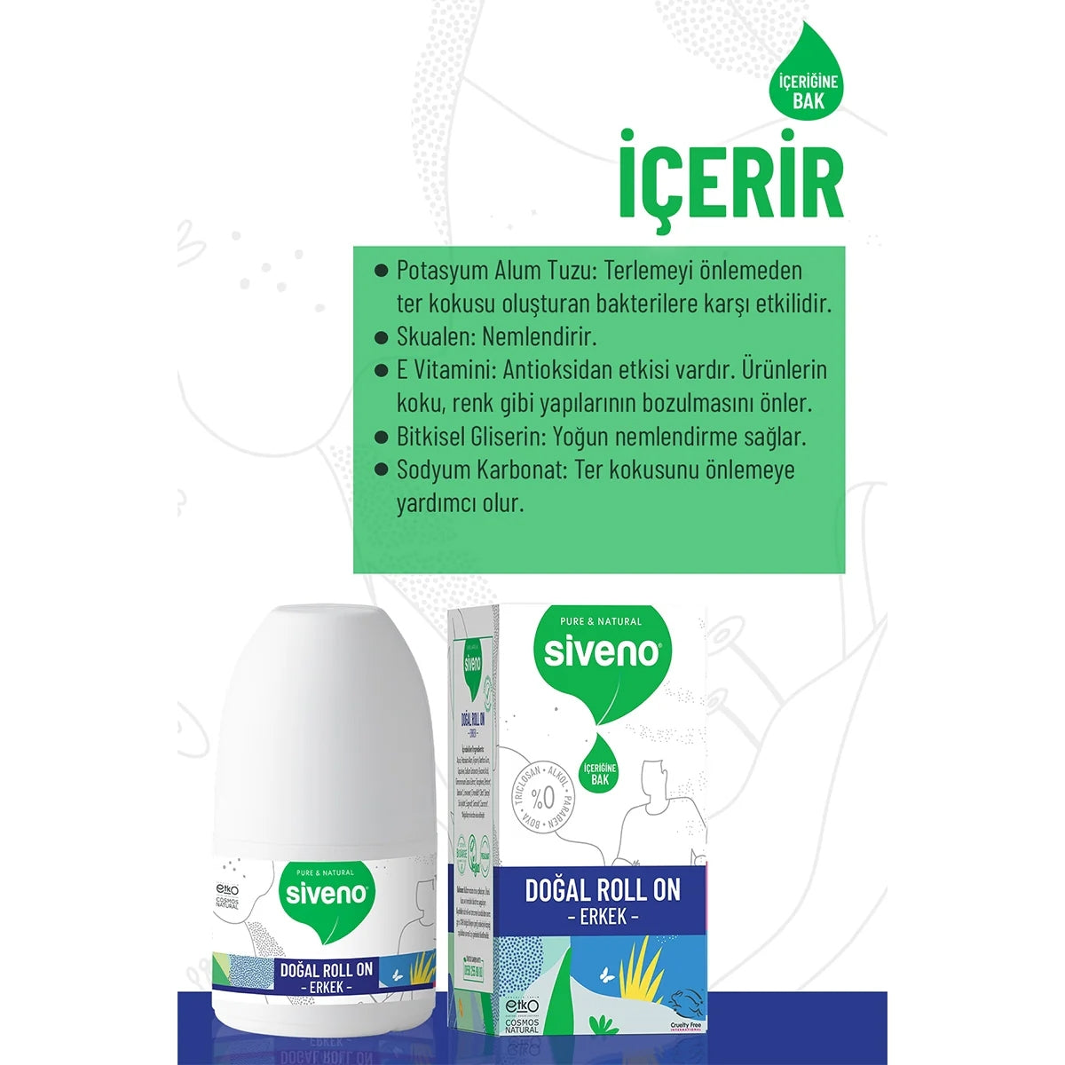 Doğal Roll On Erkekler İçin 50 ml
