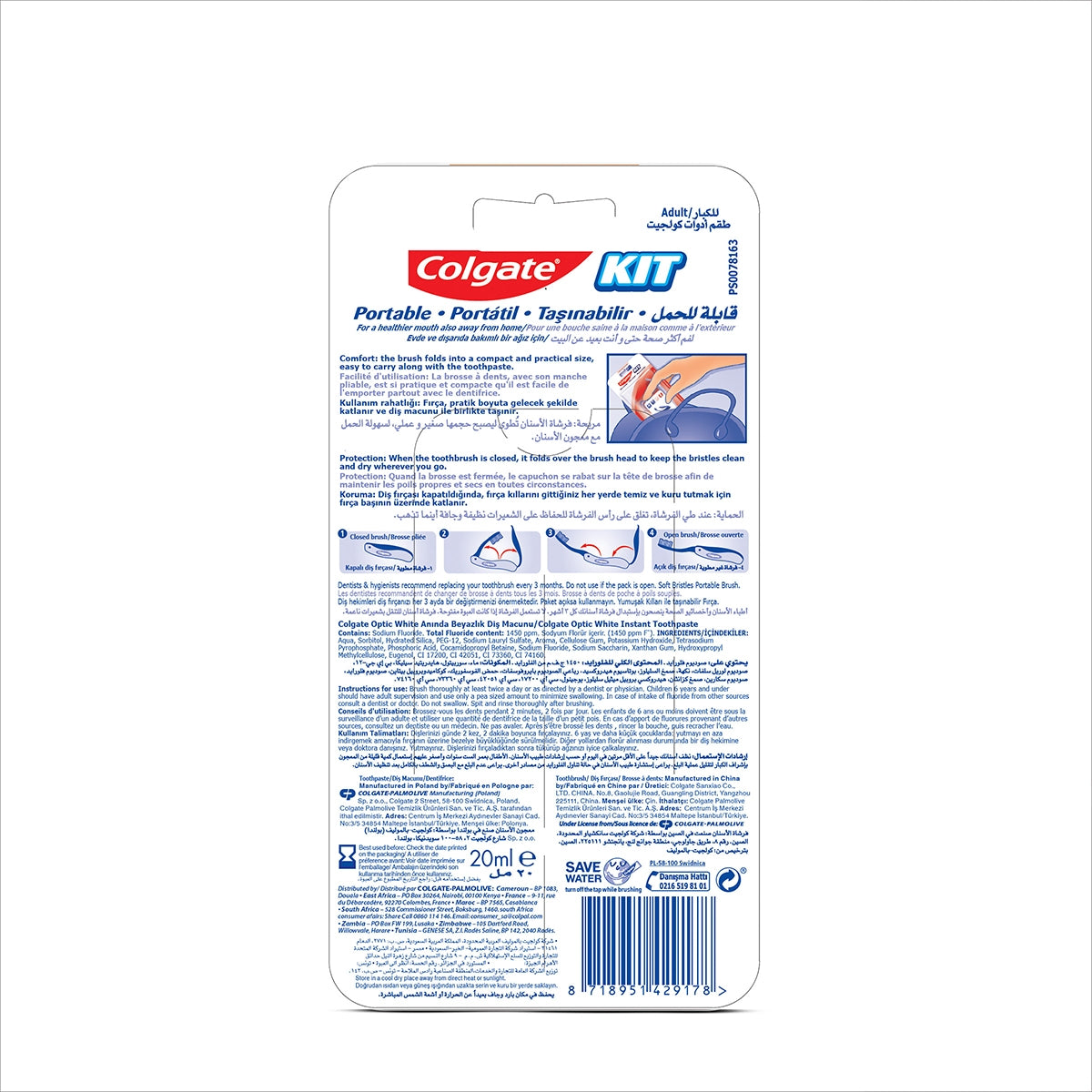Optic White Diş Macunu 20 ml + Diş Fırçası Seyahat Seti