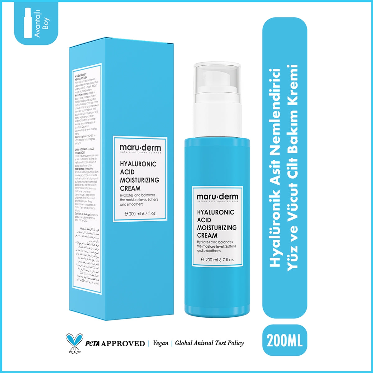 Yüz ve Vücut Kremi Hyalüronik Asit 200 ml