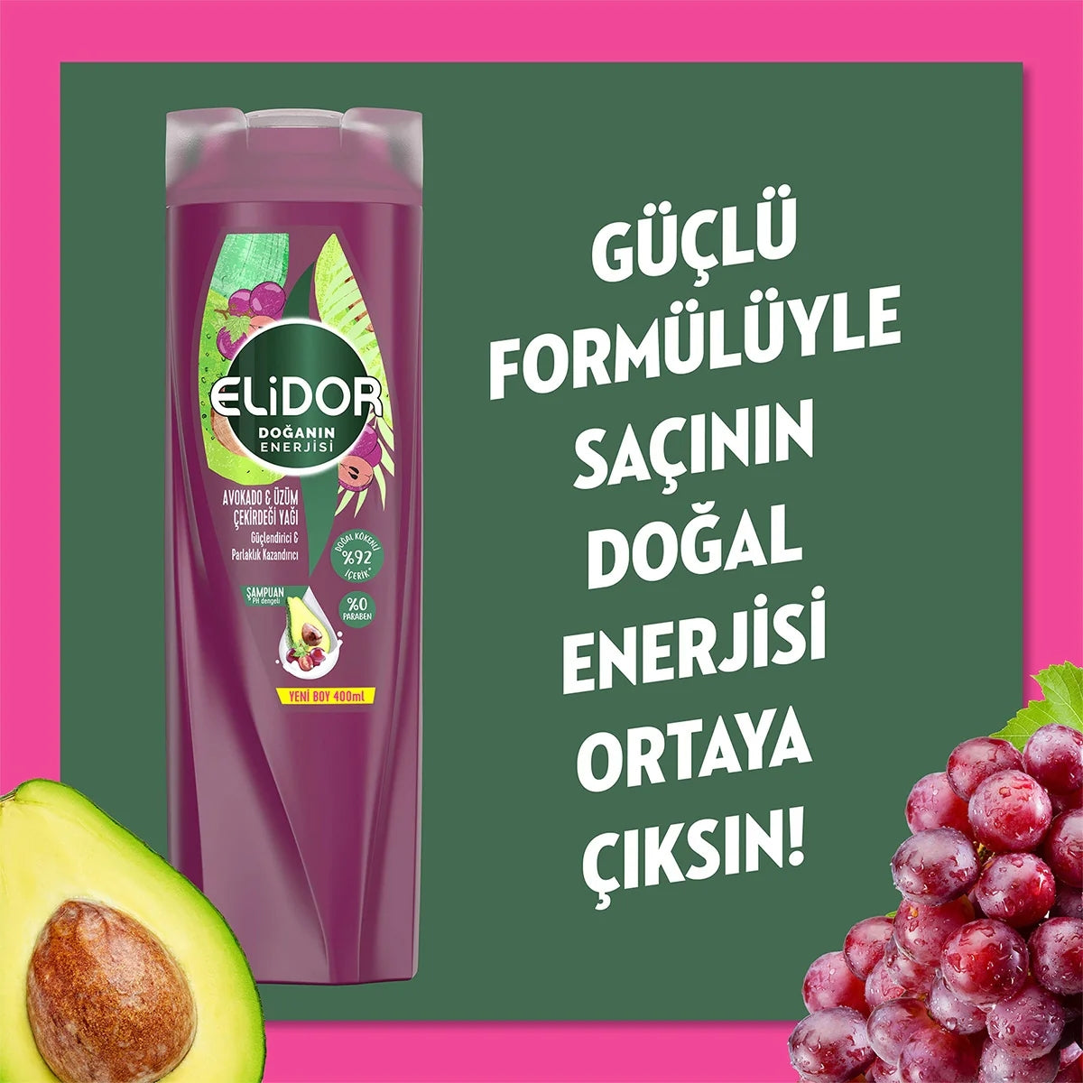 Avokado ve Üzüm Çekirdeği Yağlı  Şampuan 400 ml
