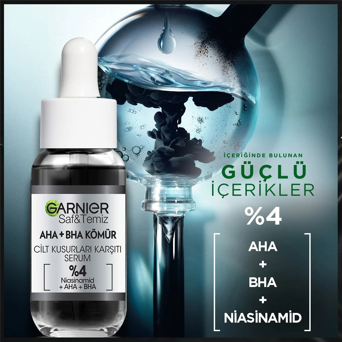 Siyah Serum AHA+BHA Cilt Kusurları Karşıtı Peeling Etkili Serum 30 ml