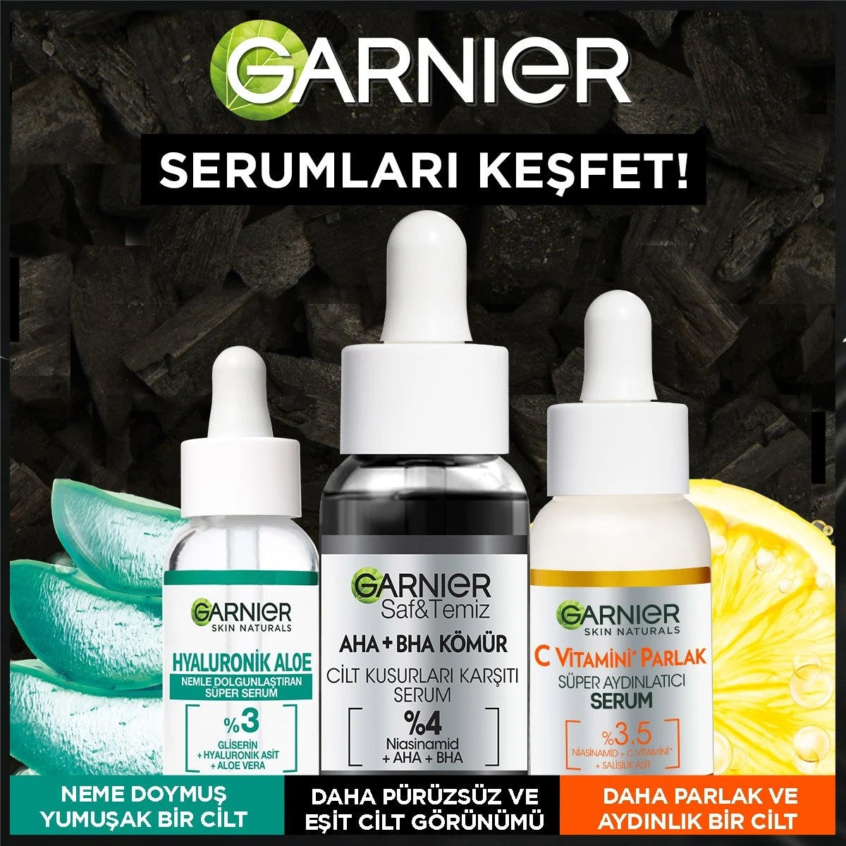 Siyah Serum AHA+BHA Cilt Kusurları Karşıtı Peeling Etkili Serum 30 ml