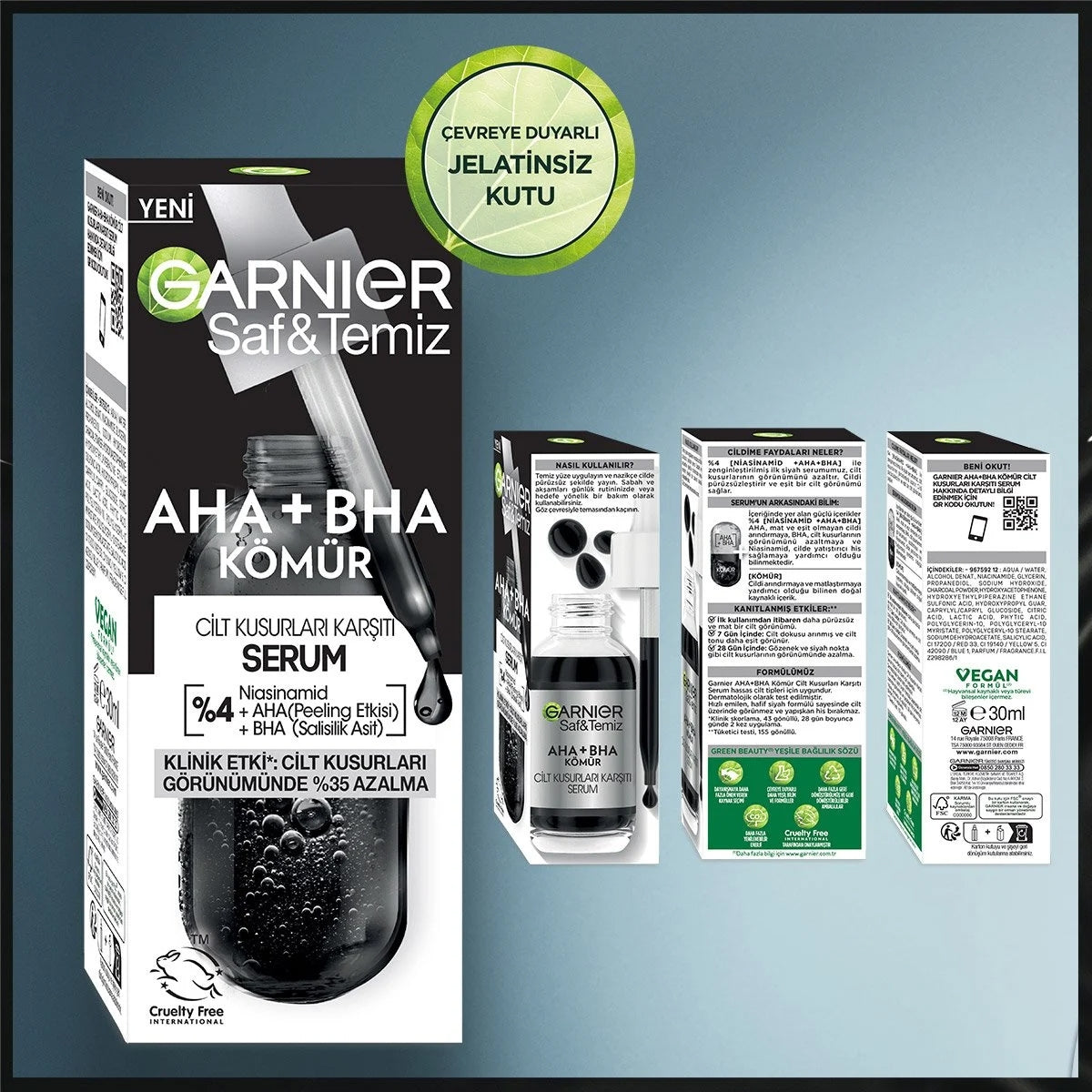 Siyah Serum AHA+BHA Cilt Kusurları Karşıtı Peeling Etkili Serum 30 ml