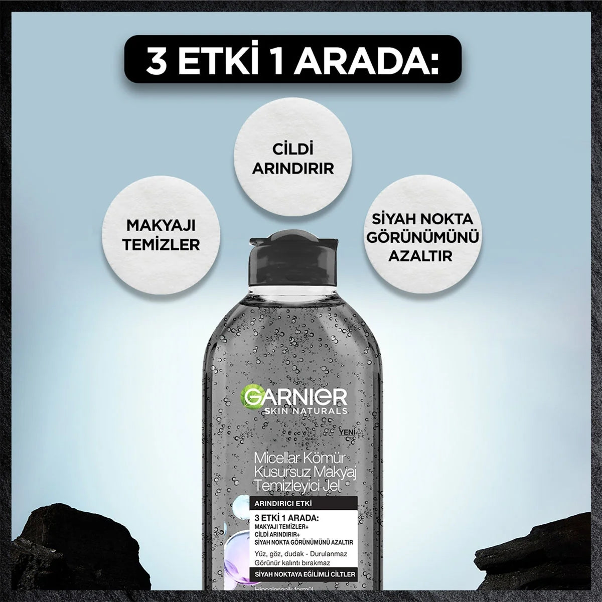 Micellar Makyaj Temizleme Jeli Kömür 400 ml