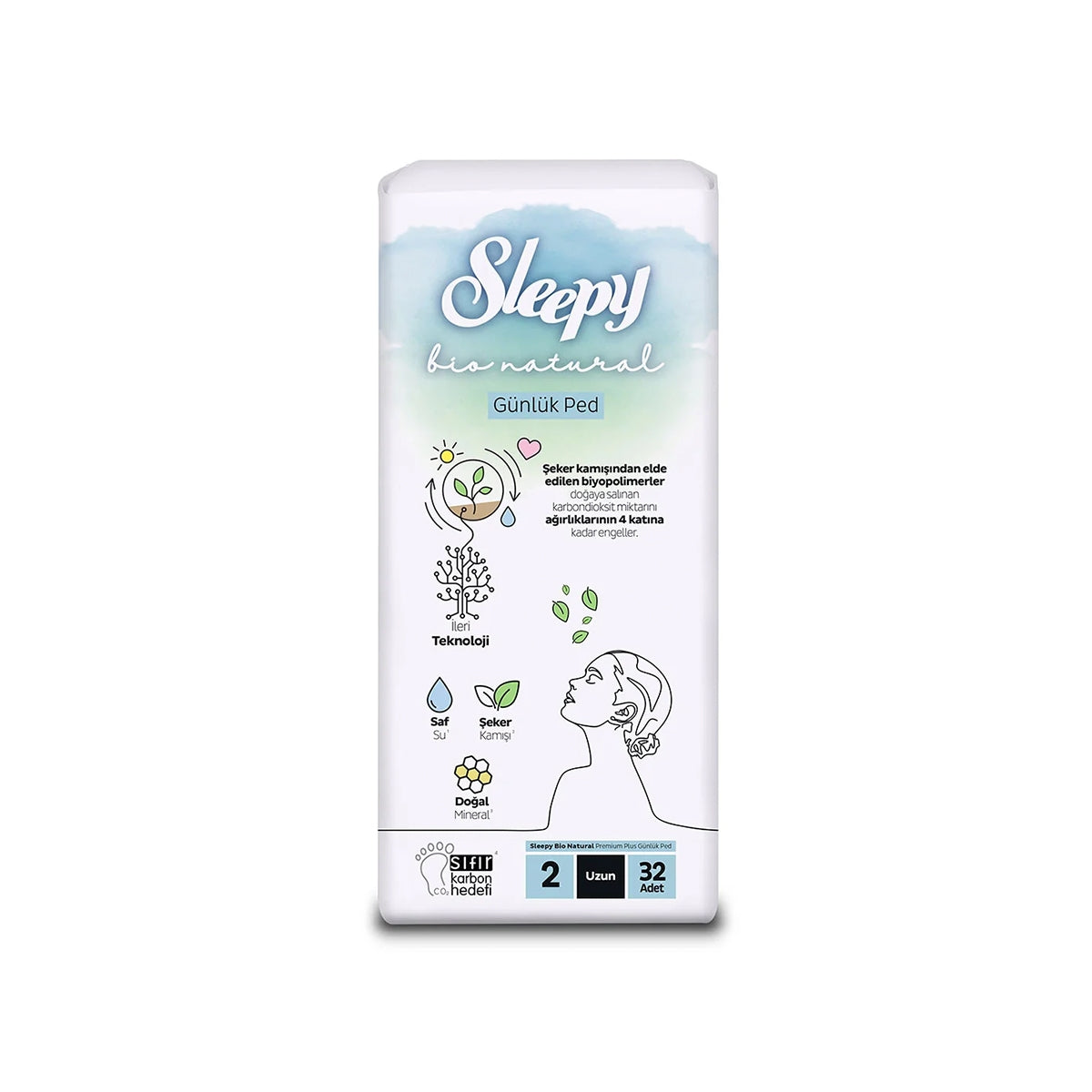 SLEEPY Bio Natural Günlük Ped Uzun 32'li