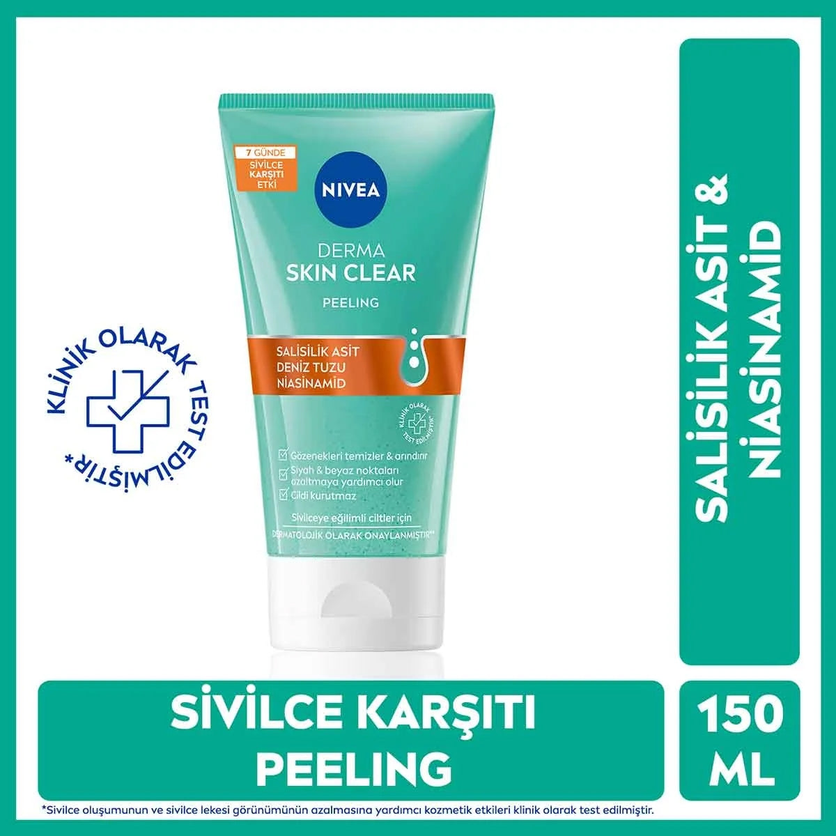 Derma Skin Clear Sivilce Karşıtı Peeling 150ml, Niasinamid, Salisilik
Asit