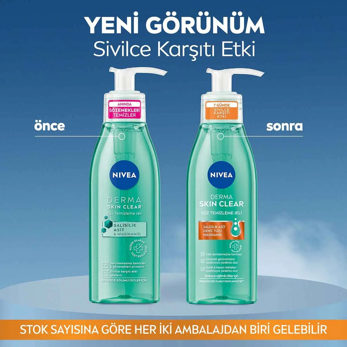 Derma Skin Clear Sivilce Karşıtı Yüz Temizleme Jeli 150ml, Niasinamid,
Salisilik Asit