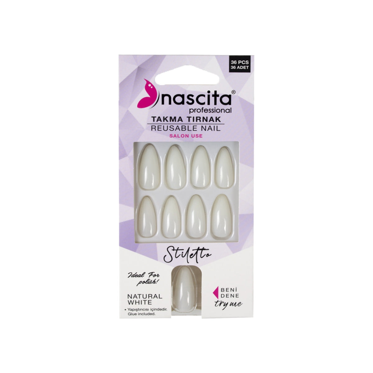 Nascita Stiletto Whıte 36'lı Takma Tırnak