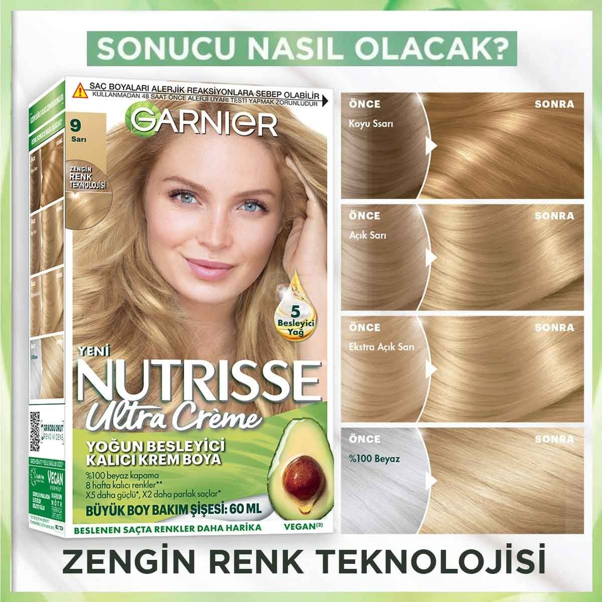 Saç Boyası Nutrısse Ultra Creme Sarı 9