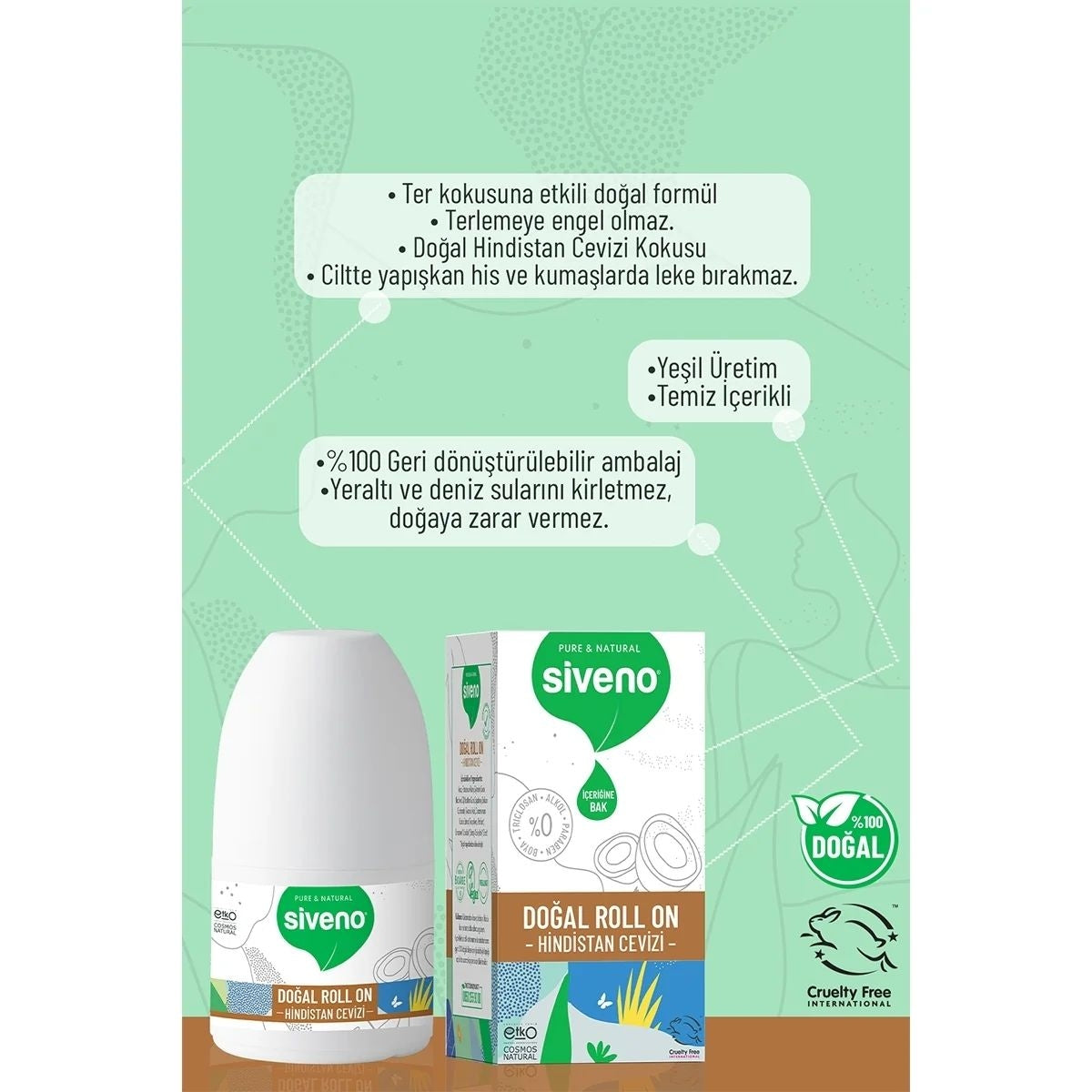 Doğal Roll On Unisex Hindistan Cevizi 50 ml