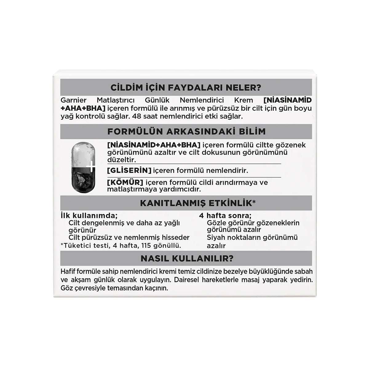 Saf ve Temiz Kömür Matlaştırıcı Günlük Nemlendirici Krem 50ML

