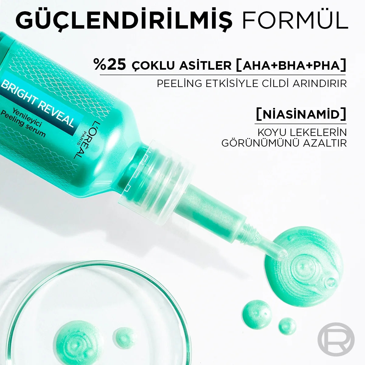 Bright Reveal Koyu Lekelere Karşı Hızlı Etkili Yenileyici Peeling Serum
25% [AHA + BHA + PHA] 25ml
