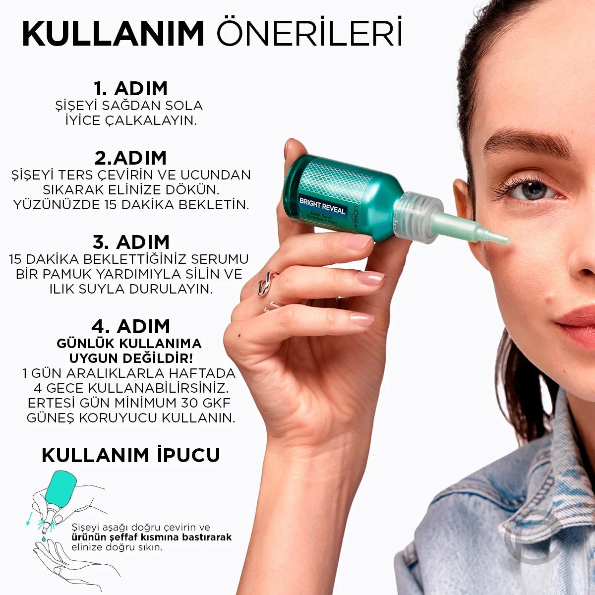 Bright Reveal Koyu Lekelere Karşı Hızlı Etkili Yenileyici Peeling Serum
25% [AHA + BHA + PHA] 25ml
