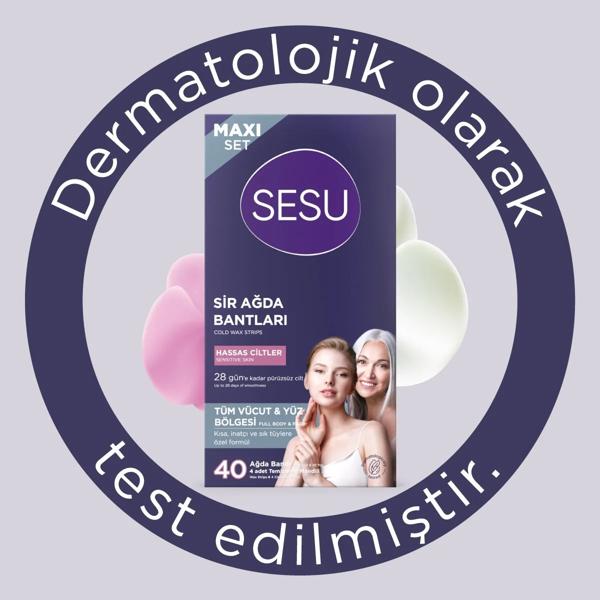 Yüz ve Vücut Ağda Bandı Hassas Ciltler 40'li