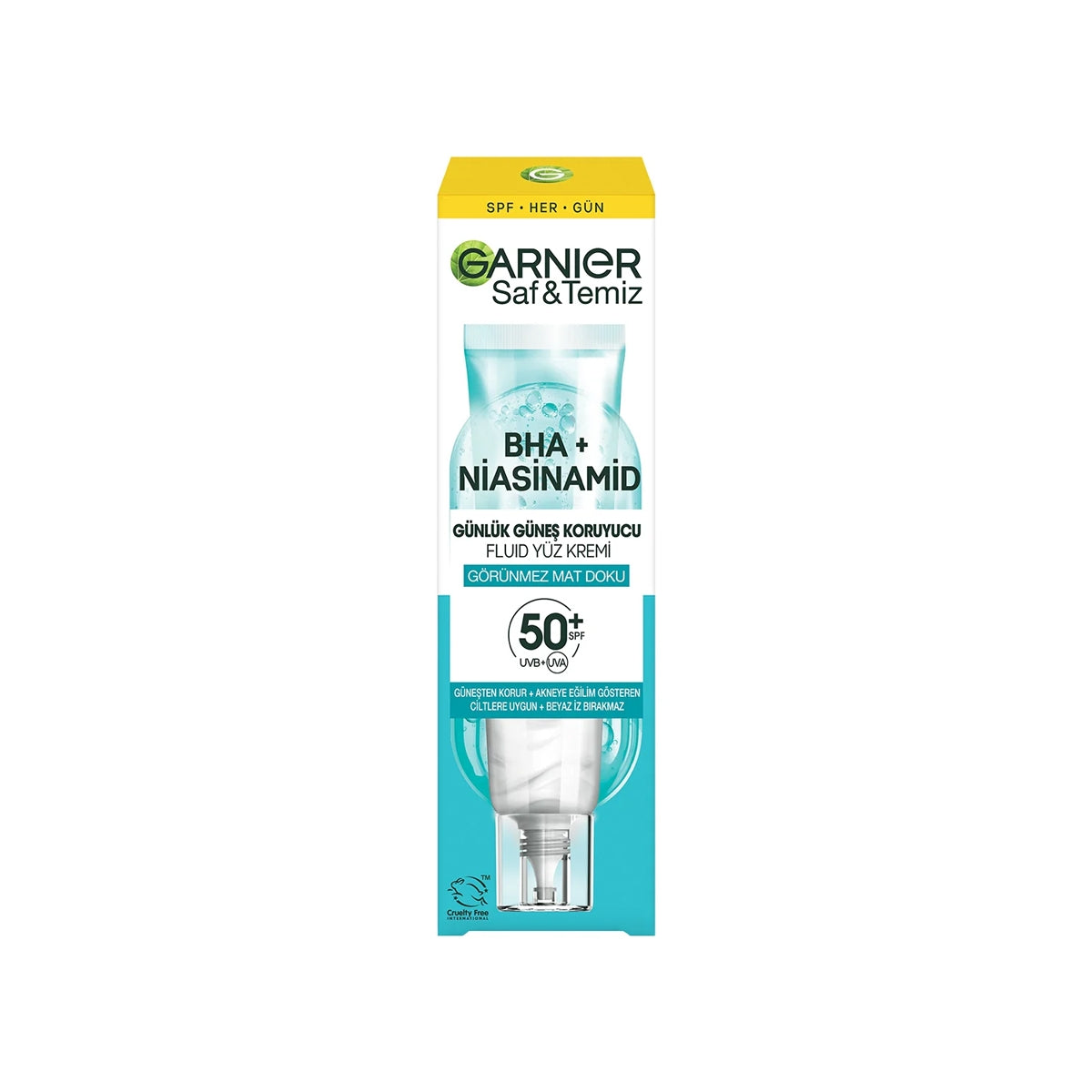 Saf ve Temiz BHA Niasinamid Günlük Güneş Koruyucu Fluid Yüz Kremi SPF50+
40ml
