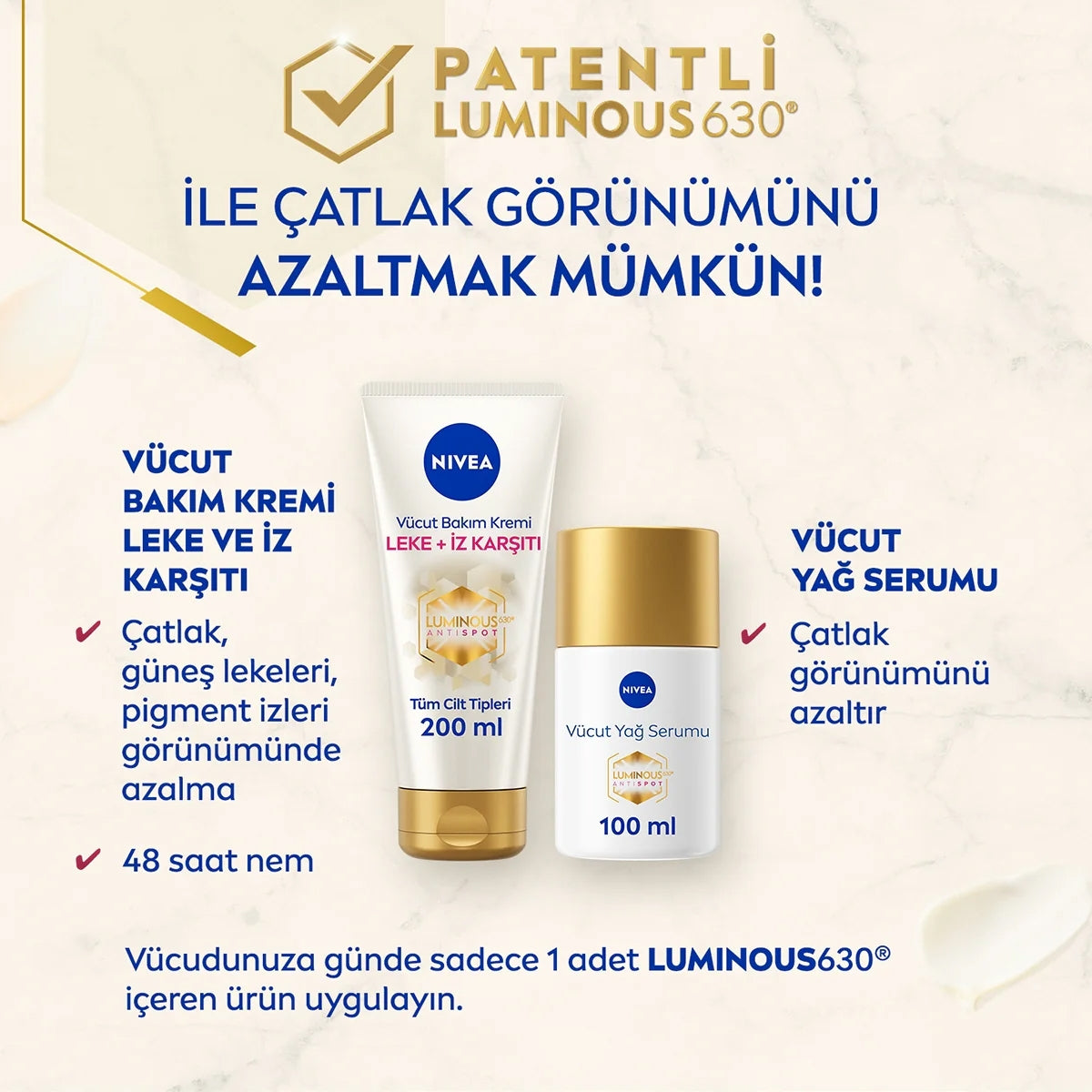 VUCUT KREMI LUMINOUS630 LEKE+IZ KARSITI 200 ML