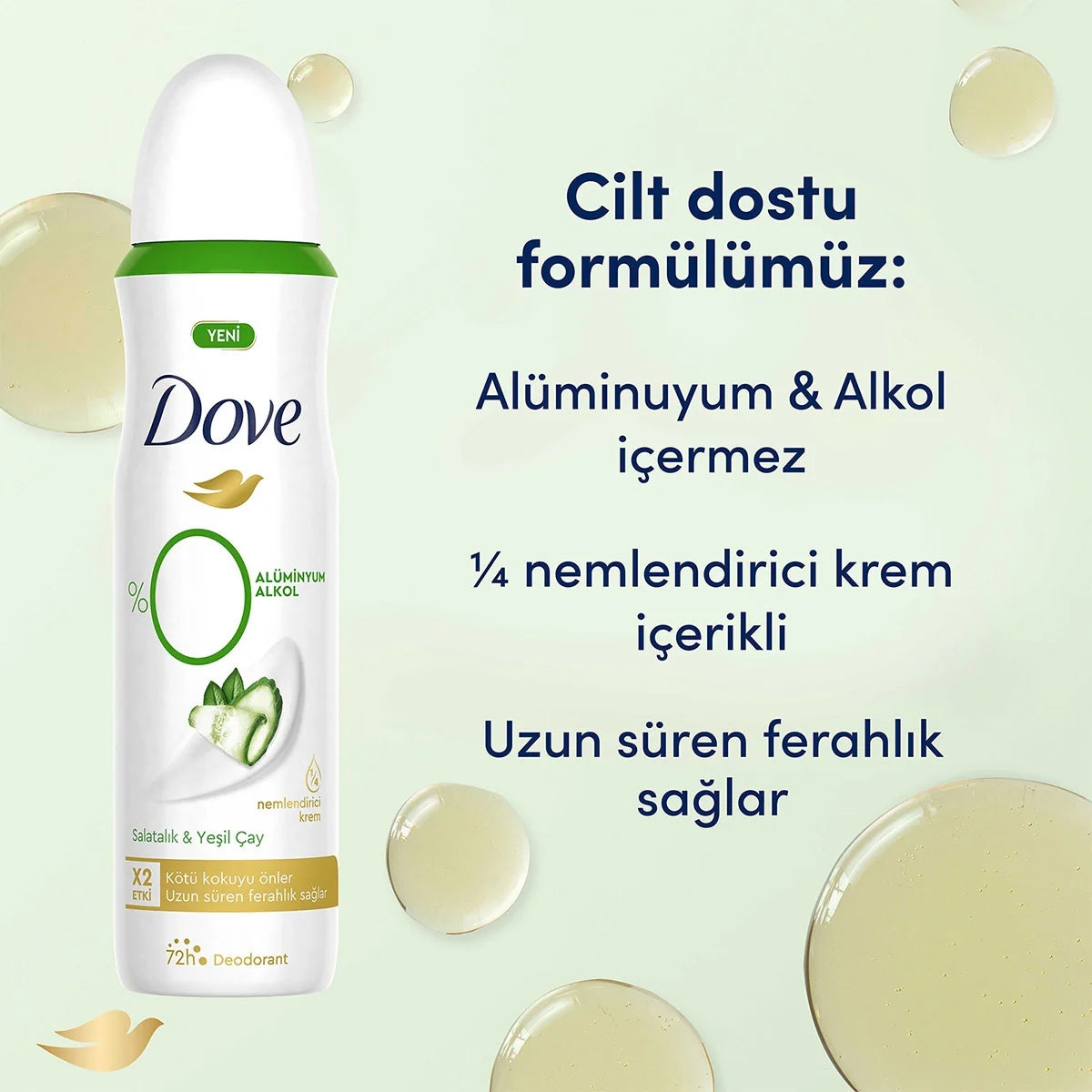 Kadın 0 Aliminyum Salatalık ve Yeşil Çay Deodorant Sprey 150 ml