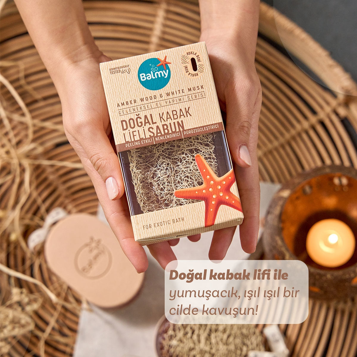 Doğal Kabak Lifli Amber Wood ve White Musk Sabun