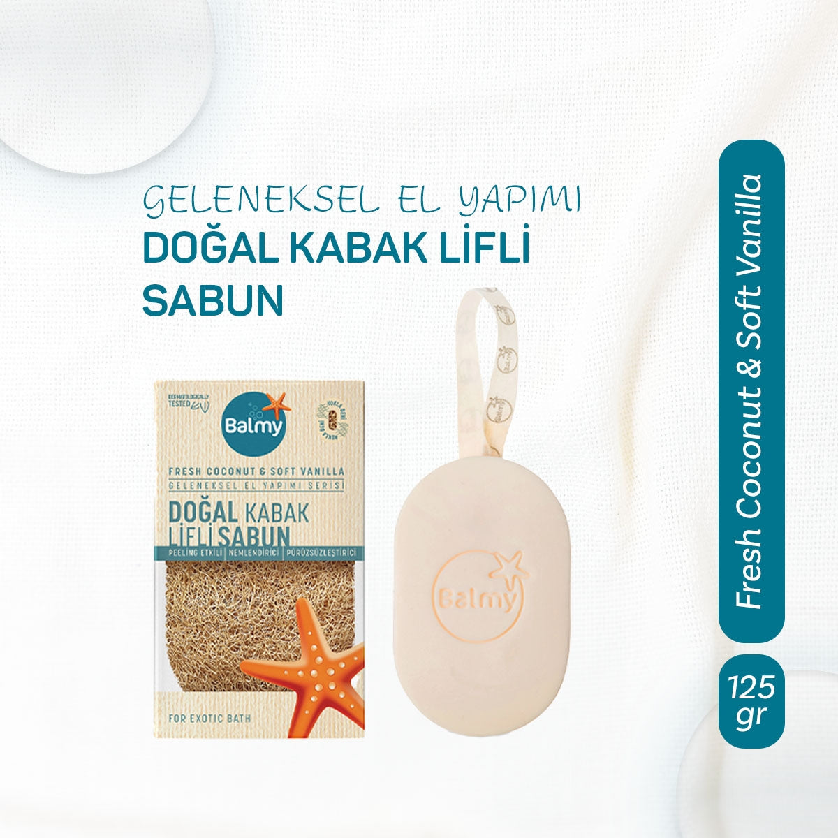Fresh Coconut and Soft Vanilla Doğal Kabak Lifli Sabun