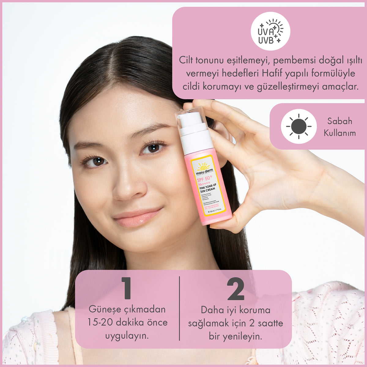 Pembe Ton Eşitleyici Güneş Kremi SPF50+ 50 ml