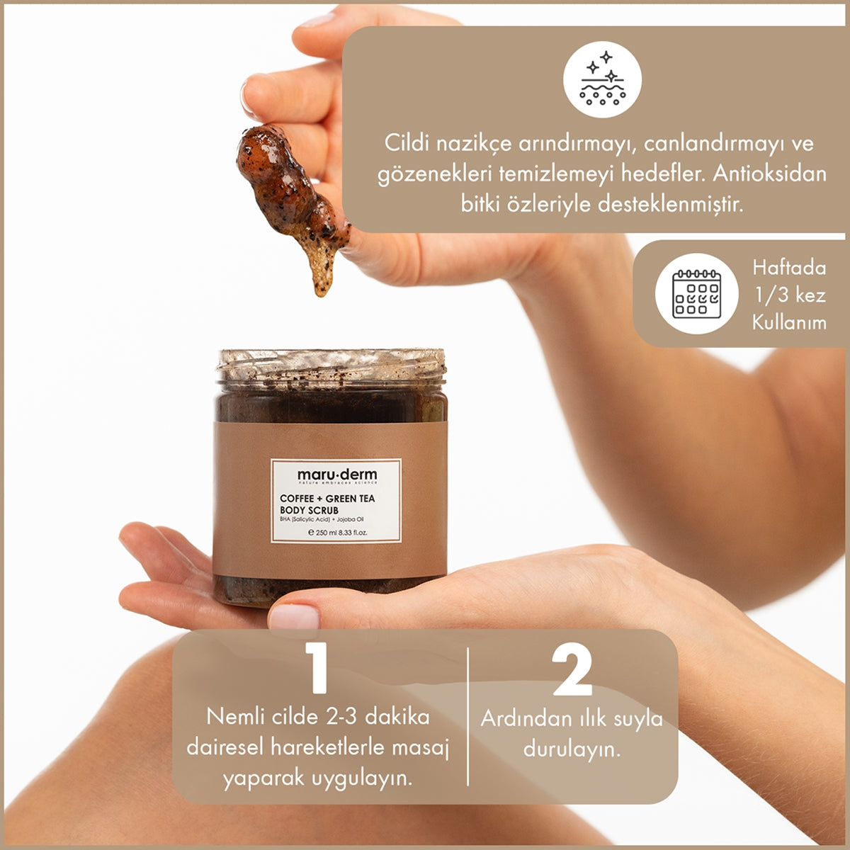 Kahve ve Yeşilçay Özlü Vücut Peelingi 250 ml