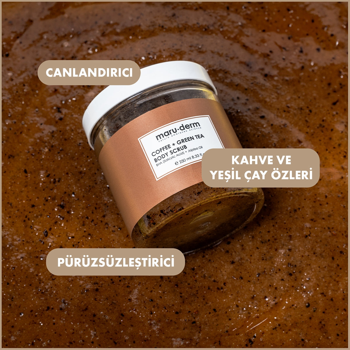Kahve ve Yeşilçay Özlü Vücut Peelingi 250 ml